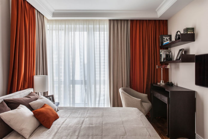 design de quarto no interior de um apartamento de 35 metros quadrados