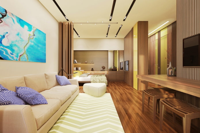 interior de um apartamento de um cômodo com 35 metros quadrados
