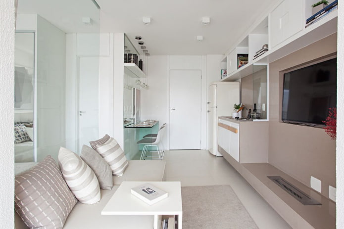 interior de um apartamento estúdio de 35 metros quadrados