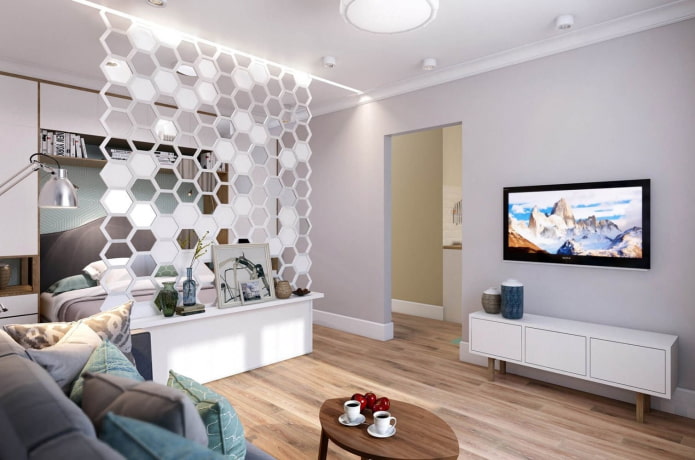 zoneamento no interior de um apartamento de 35 quadrados