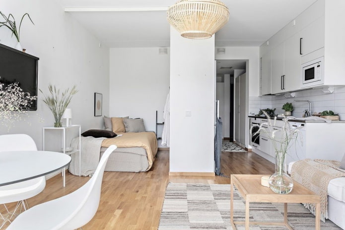 Apartamento de 35 metros quadrados em estilo escandinavo