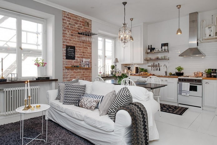 interior de um apartamento de 36 metros quadrados em estilo escandinavo