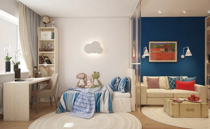 interior do quarto infantil em um apartamento de 36 metros quadrados