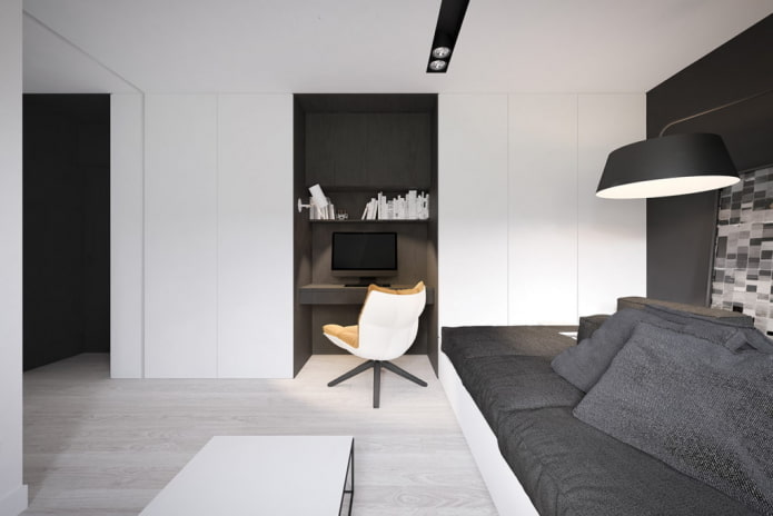 interior de um apartamento de 36 metros quadrados em estilo minimalista