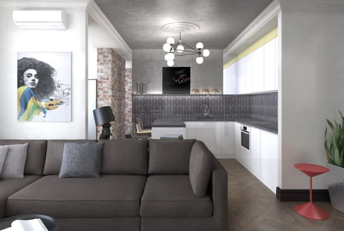 interior de um apartamento de 36 metros quadrados em estilo moderno