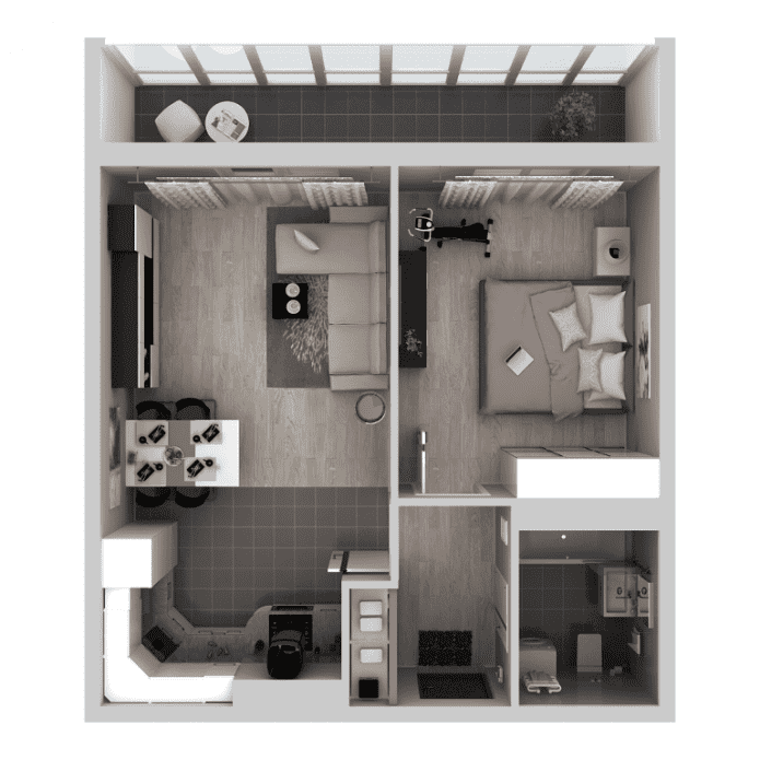 Layout de apartamento de 36 metros quadrados