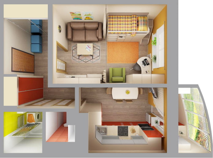 Layout de apartamento de 36 metros quadrados