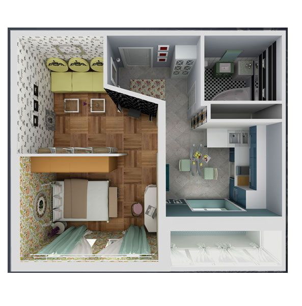 Apartamento de um quarto 37 m²