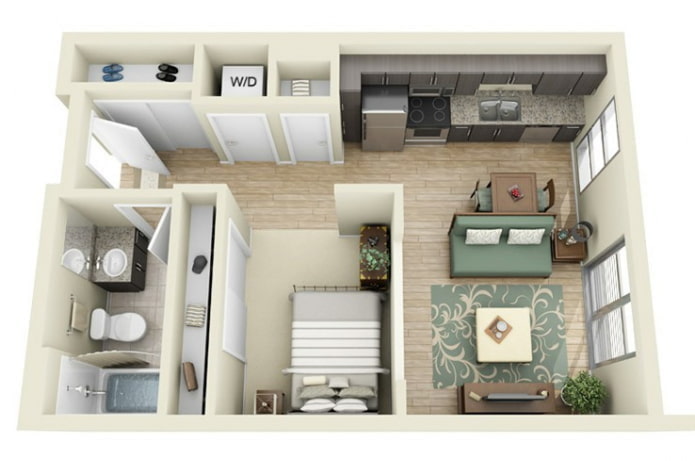 Estúdio espaçoso de 37 m²