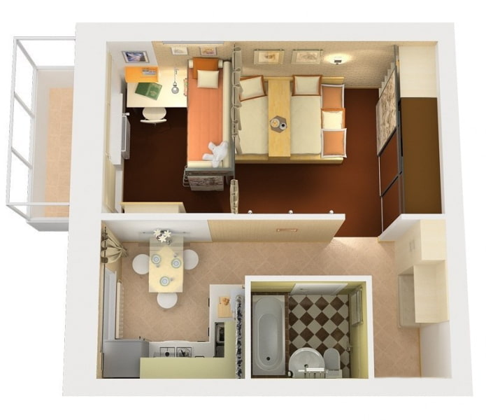 Apartamento de dois cômodos 38 m²