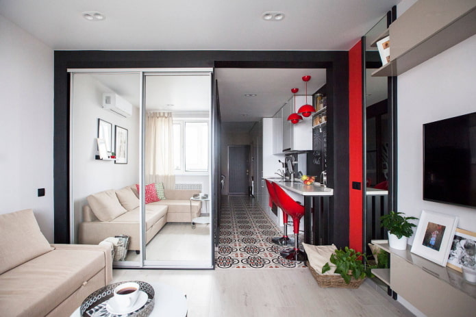 Apartamento de dois cômodos em estilo europeu alongado