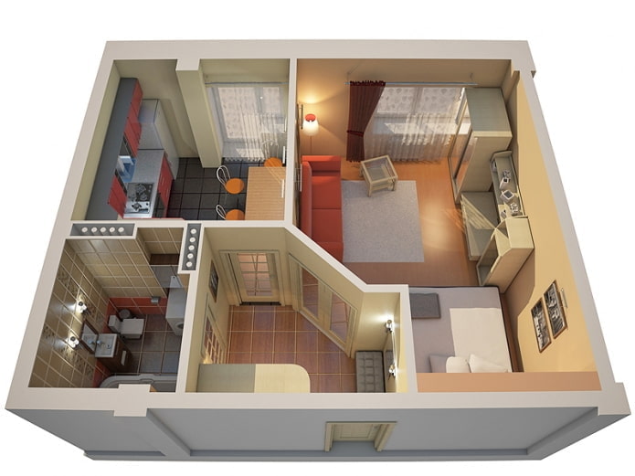 layout de um apartamento de 40 quadrados