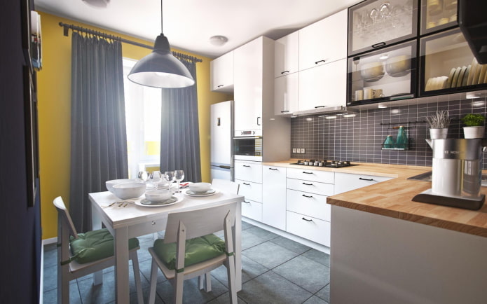 projeto de cozinha no interior de um apartamento de 40 metros quadrados