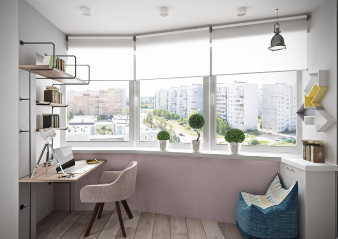 design de escritório no interior de um apartamento de 40 metros quadrados