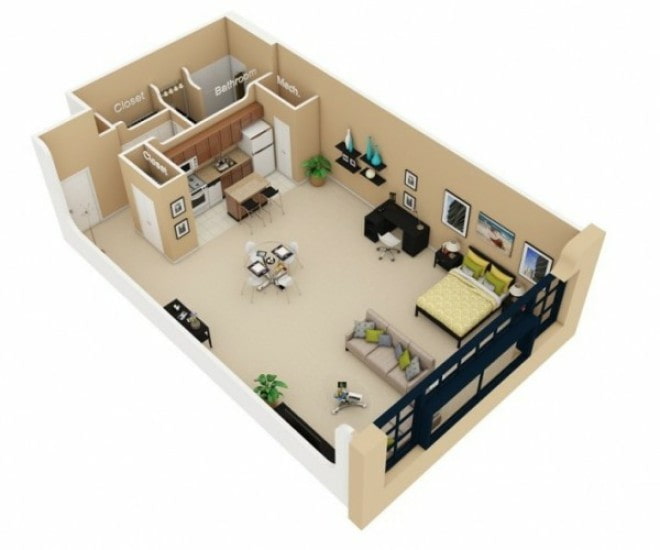 Estúdio com 42 m²