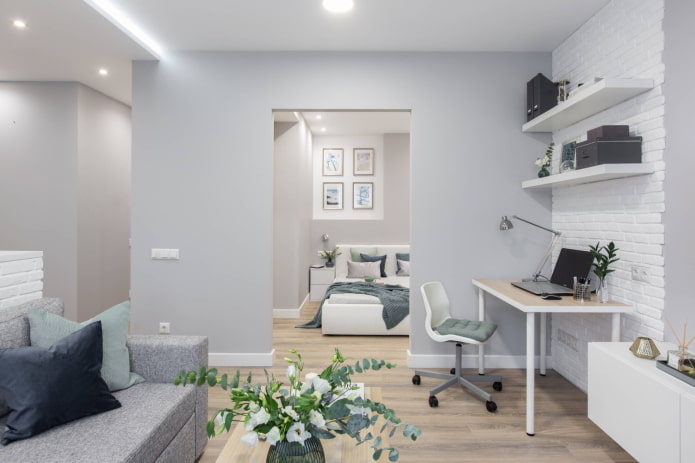 Apartamento em estilo europeu com ladrilhos de tijolo