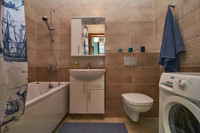 Banheiro em um apartamento de 44 m²