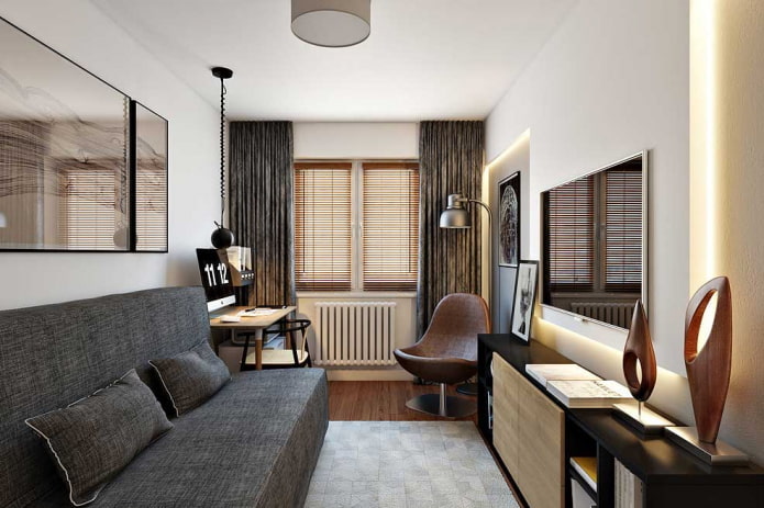 interior de um apartamento de dois quartos de 10 metros quadrados