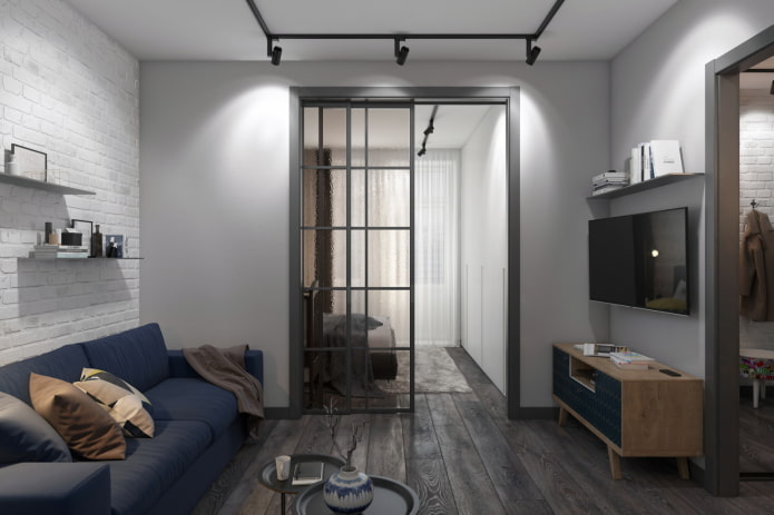 interior de um apartamento de dois cômodos de 10 metros quadrados