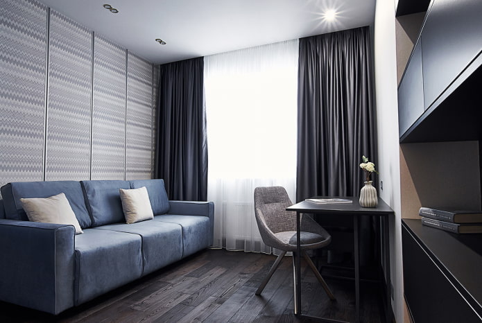 design de escritório no interior de um apartamento de 45 metros quadrados