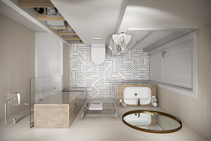 design de banheiro no interior de um apartamento de 45 metros quadrados