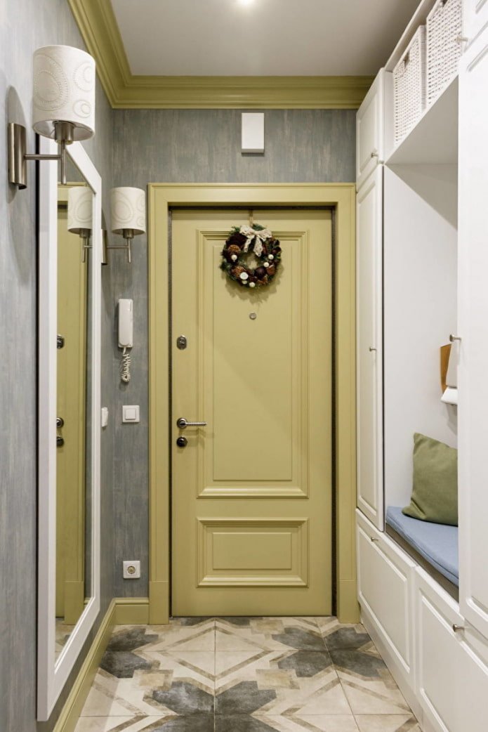 design de corredor no interior de um apartamento de 45 metros quadrados