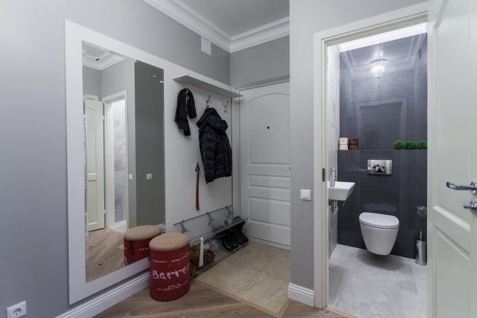 design de corredor no interior de um apartamento de 45 metros quadrados