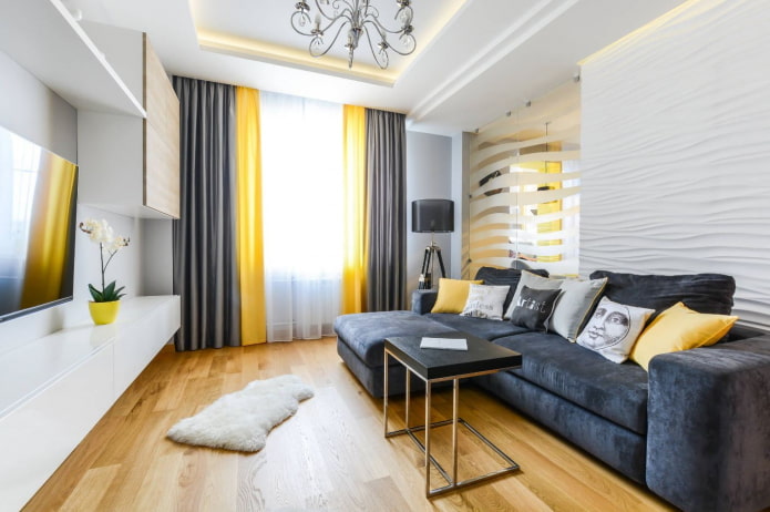 Interior de apartamento de 45 metros quadrados em estilo moderno