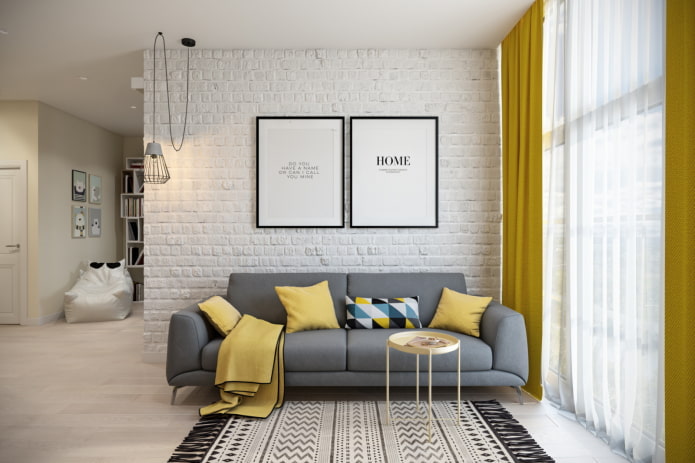 interior de um apartamento de um cômodo de 45 metros quadrados