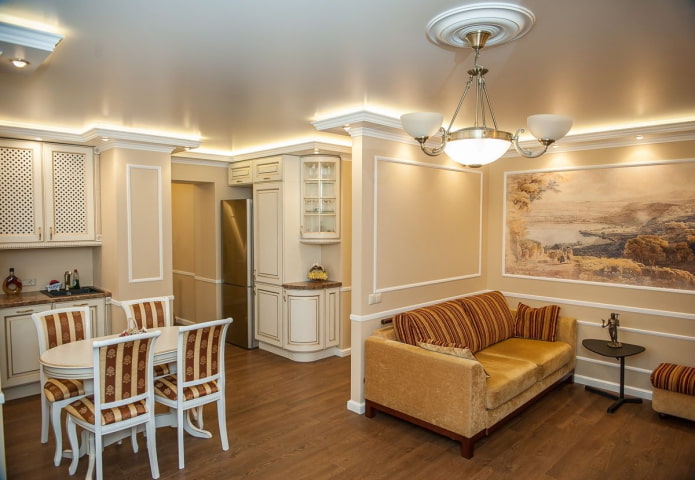 interior de um apartamento de 45 metros quadrados em estilo clássico