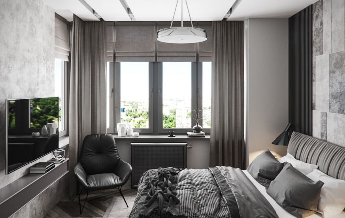 design de quarto no interior de um apartamento de 45 metros quadrados