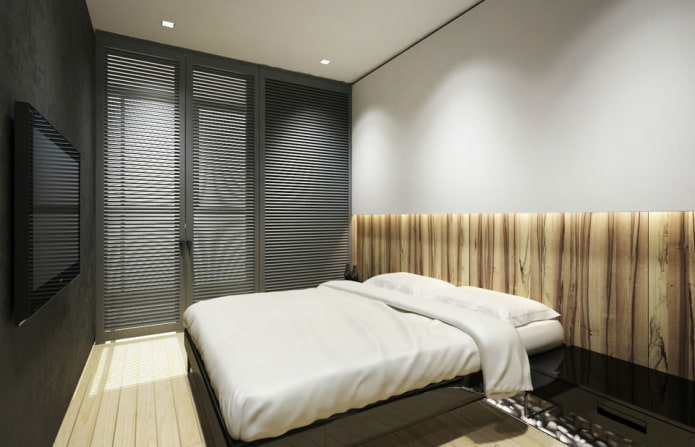 design de quarto no interior de um apartamento de 45 metros quadrados