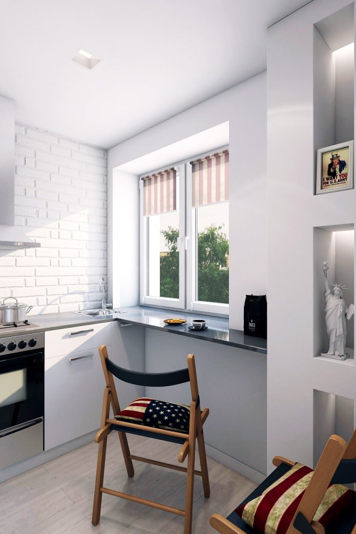 Sala de jantar em um apartamento de 46 m