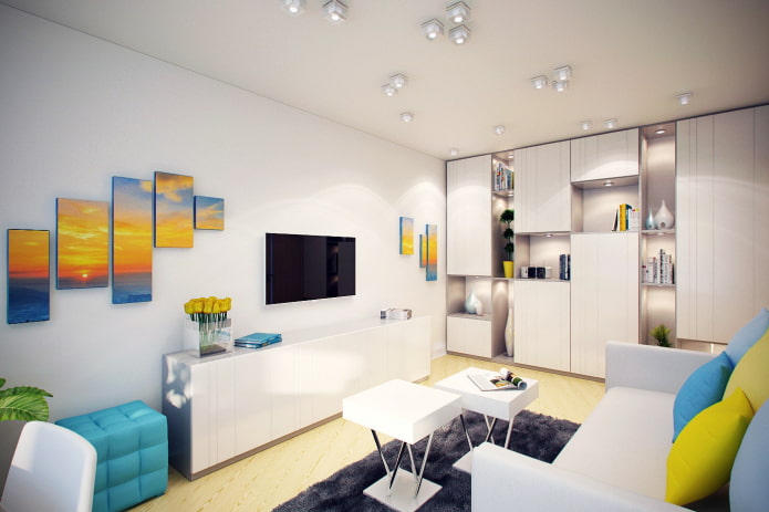 Sala de estar em um apartamento de dois quartos