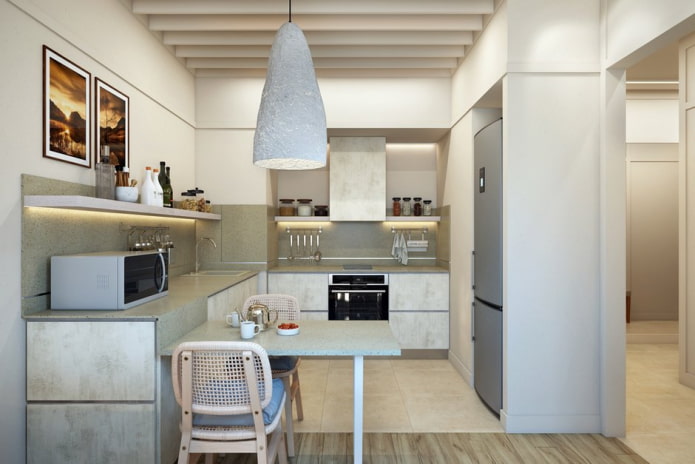 Cozinha em um apartamento de 46 m²