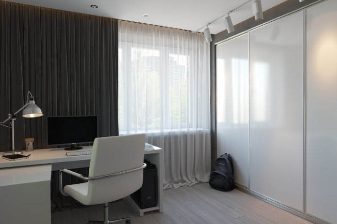 interior do escritório em um apartamento de 50 metros quadrados