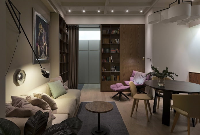 interior de um apartamento de dois cômodos de 50 metros quadrados