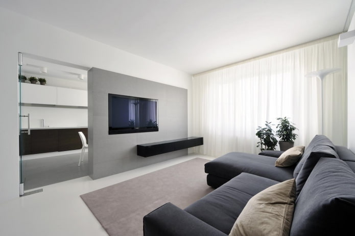 interior de um apartamento de 50 metros quadrados em estilo minimalista