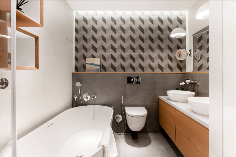 interior do banheiro em um apartamento de 50 metros quadrados