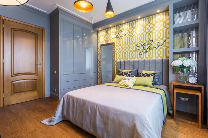 interior do quarto em um apartamento de 50 metros quadrados
