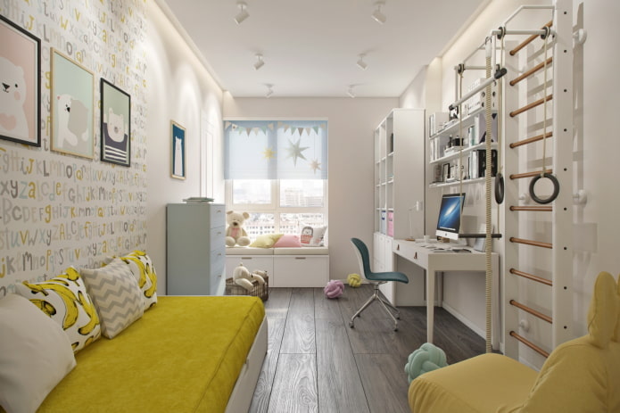 interior de quarto infantil em um apartamento de 50 metros quadrados