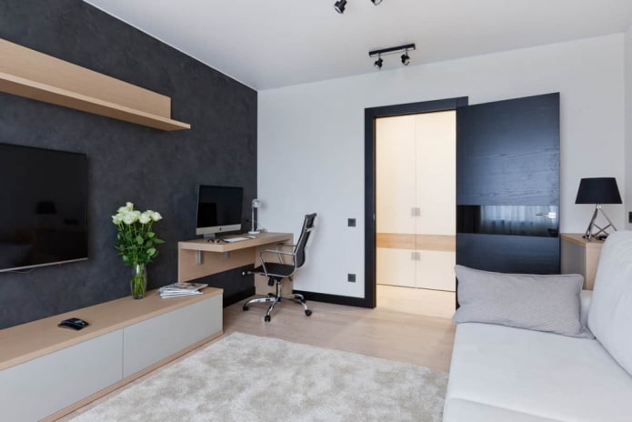 interior de um apartamento de dois cômodos de 50 metros quadrados