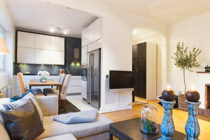 interior de um apartamento de dois cômodos de 50 metros quadrados