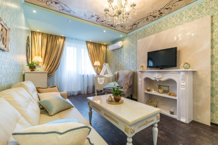 Interior de apartamento de 50 metros quadrados em estilo clássico