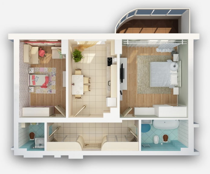layout de um apartamento de 50 metros quadrados