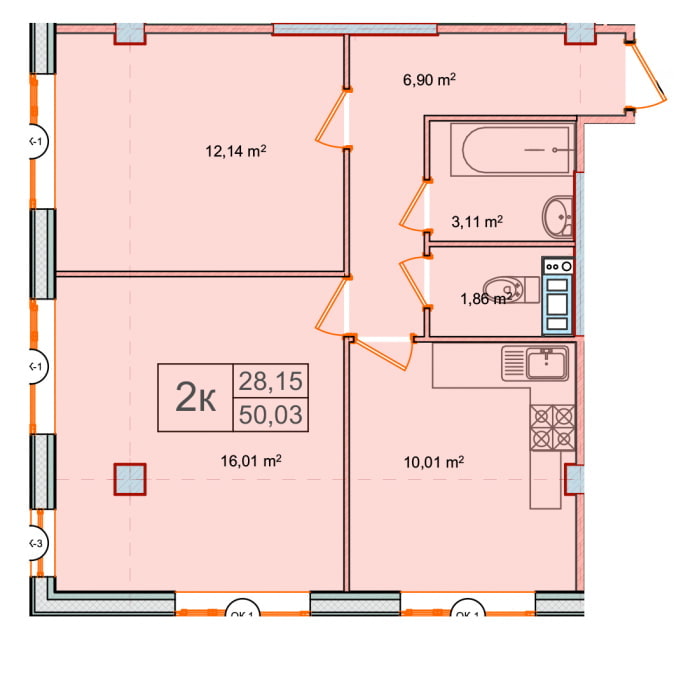 layout de apartamento de 50 metros quadrados