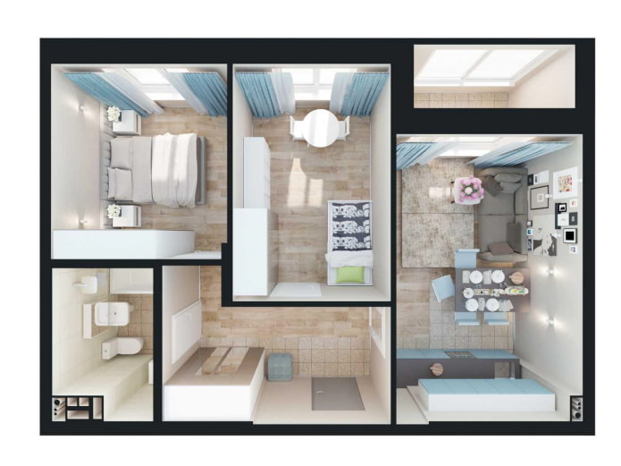 layout de apartamento de 50 metros quadrados
