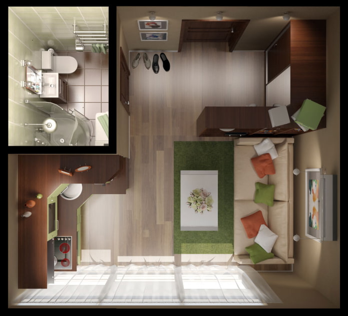 layouts de apartamentos 18 m²