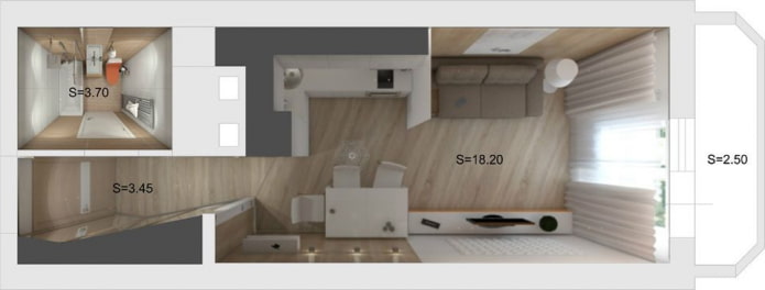 layouts de apartamentos de 18 m²