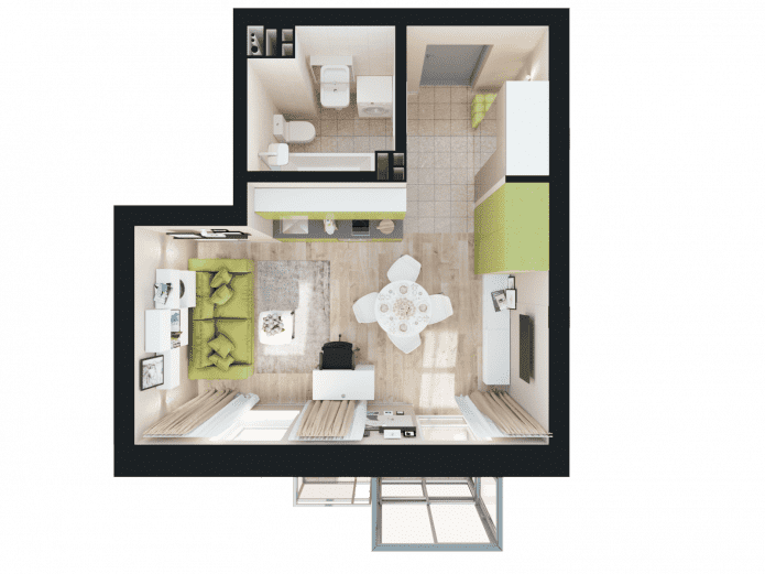 Layouts de apartamentos de 18 m²